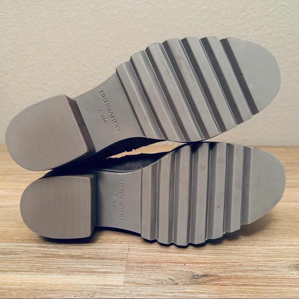 Bernardo Sonja Suede Buckle Boots Gray Size 6.5 Zipper Chunky Lug Block Sole - Picture 10 of 12